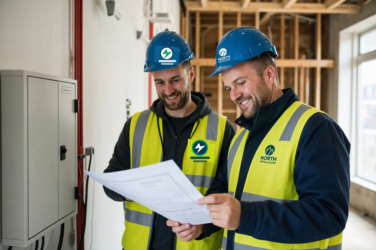 North Installasjon-elektriker og samarbeidspartner planlegger elektriske arbeider
