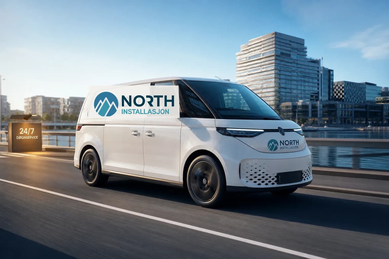 North Installasjon elektrikerbil på vei til døgnvakt og hasteoppdrag